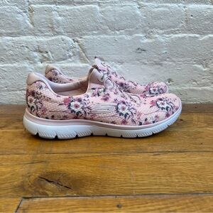 Skechers Women's Pink Floral Slip On Sneakers